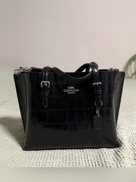 Coach Handbags - COACH Black Croc Embossed Mollie Tote Bag
25 with straps